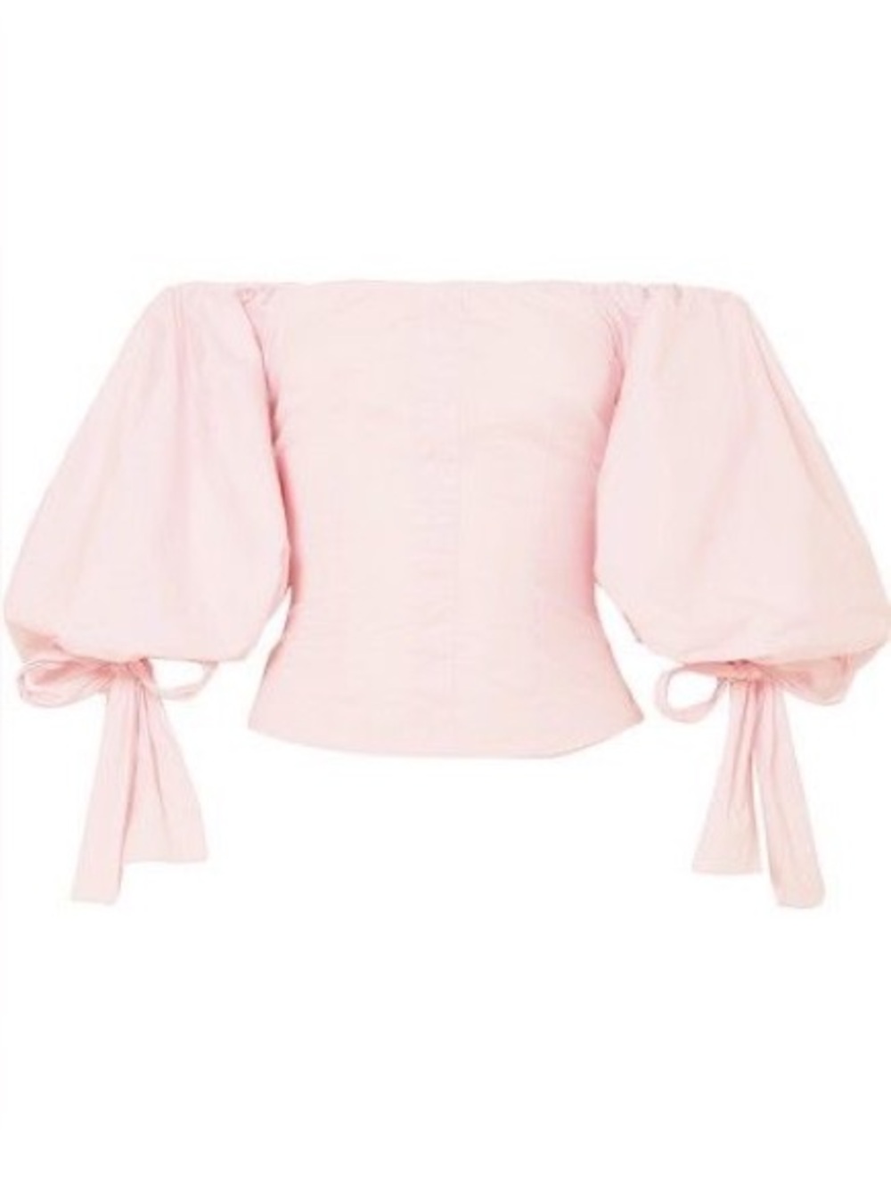 Caroline Constas Nella Off-Shoulder Puff-Sleeve Top in Blush Pink - S